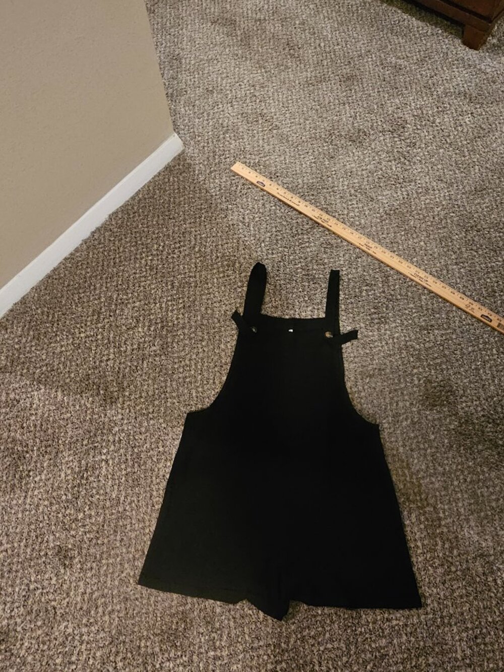 SHEIN Black Overall Pinafore Romper (Size Medium)